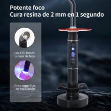 Máquina de curado por luz de resina dental,Lámpara de resina LED oral,con luz LED pantalla, enchufable/recargable, Fotopolimerización en pocos segundos, color negro, Apto para todas las edades - Negro - Ver 6