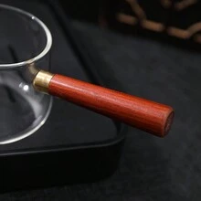 1 件高品质玻璃茶壶，带木柄茶壶，尺寸：高 6.4 厘米 x 宽 9.2 厘米。圣诞礼物、婚礼礼品/节日礼物/装饰品 - 透明 - 查看 5