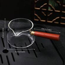 1 件高品质玻璃茶壶，带木柄茶壶，尺寸：高 6.4 厘米 x 宽 9.2 厘米。圣诞礼物、婚礼礼品/节日礼物/装饰品 - 透明 - 查看 2