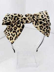 1 件复古超大豹纹蝴蝶结头带，优雅别致简约女士发饰 - 彩色 - 查看 4