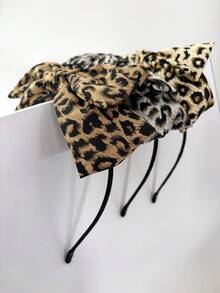 1 件复古超大豹纹蝴蝶结头带，优雅别致简约女士发饰 - 彩色 - 查看 5