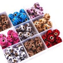 20pcs Leopard Plush Fabric Covered Large Hole Beads, Spacer Beads For DIY Phone Straps, Pen Beads, Autumn/Winter - Multicolor - View 9