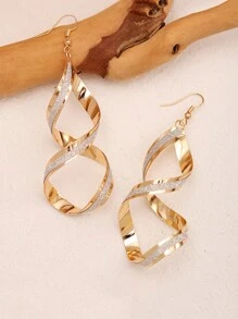 1 Pair Exaggerated Vintage Twisted Textured Hoop Earrings - Gold - View 2
