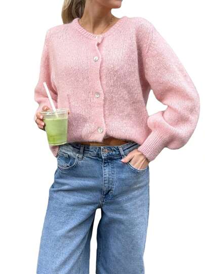 Beauace Women Button Up Sweaters Casual Lightweight Solid Color Knit Cardigans Warm Fall Knitwear For Streetwear