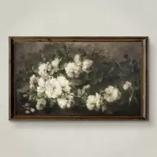 1 pieza sin marco, Cartel de flores de TV, Impresiones en lienzo de naturaleza muerta de flores blancas dramáticas, Decoración retro, Arte de pared en lienzo antiguo, Pintura mural artística como regalo, para dormitorio, baño, sala de estar, decoración de pared, hogar y decoración de dormitorio