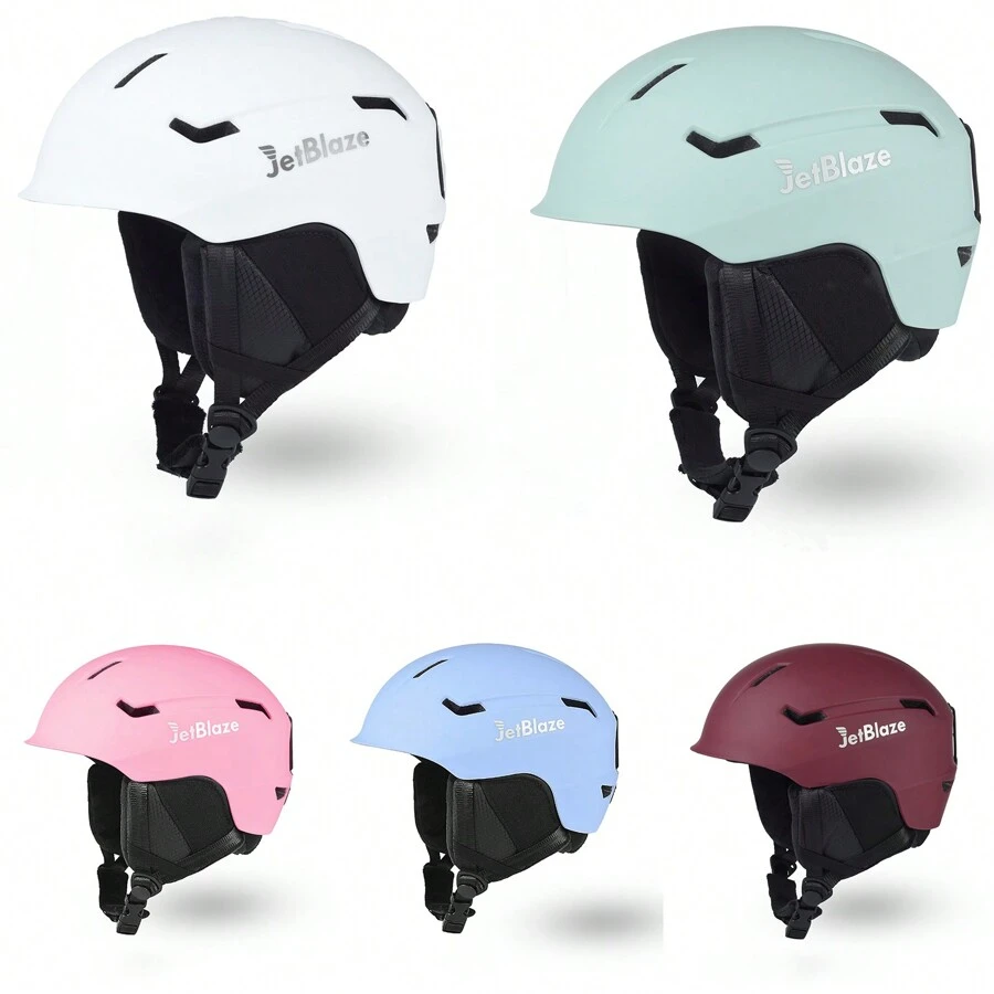 JetBlaze Ski Helm, Snowboard Helm, Schnee Sport Helm, Polycarbonat Schale, stoßabsorbierender EPS Kern, individuelle Belüftungsöffnungen, größenverstellbar, zwei Futter-Größen verfügbar, abnehmbare Ohrpolster