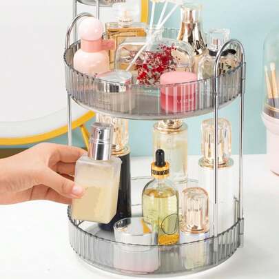 1 件装化妆品旋转收纳架，梳妆台浴室桌面收纳，适用于梳妆台、浴室、厨房摆放，旋转化妆品收纳架，360°旋转护肤品收纳架，浴室收纳架