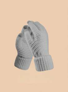 2pcs/Set Winter Knitted Hat & Gloves Set, Thickened Touch Screen Gloves & Skull Cap, Suitable For Men & Women (Random Color), Perfect Gift For Her On New Year & Valentine's Day, Warm Outdoor Travel Beanie Hat Winter Accessories Winter Outfits Valentines Gift