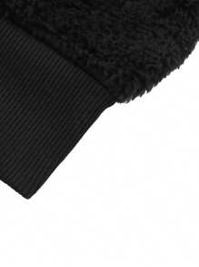 Women Contrast Color Hooded Coat, Long Sleeve Zip-Up Plush Tops For Spring, Autumn - Black - View 7