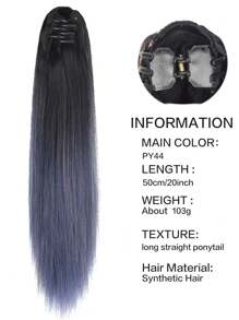 20 Inches Long Straight Ponytail Hair Extensions Synthetic Heat-Resistant Claw Clip-On Ponytail Hair Accessory For Women, Multi-Color Suitable For All Hairstyles - Multicolor - View 4