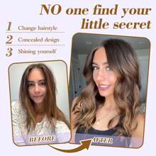 Megito Hair Topper,16inch Wavy Natural Black Hair Toppers For Women With Thinning Hair Synthetic Hair Topper With Bangs Wiglets Natural Add Hair Volume - Dark Brown - Xem 5