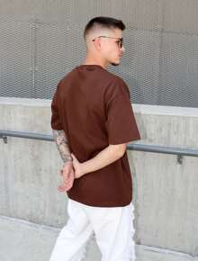 Men T-Shirts - 棕色,灰色和黑色 - 查看 5