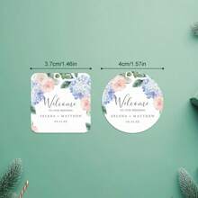 Gepersonaliseerde bloemenhuwelijksnaamstickers - Gepersonaliseerde labels met namen en data, ideaal voor huwelijksgunsten, uitnodigingen en evenementdecoraties, die een uniek en elegant tintje toevoegen aan uw viering
