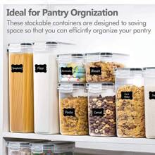 4pcs Large Airtight Food Storage Container With Lids, Used For Storing Pasta, Flour, Sugar, Noodles, Tea, Nuts And Coffee Beans In Kitchen - Putih - View 7