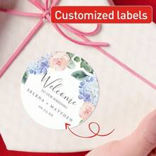 Gepersonaliseerde bloemenhuwelijksnaamstickers - Gepersonaliseerde labels met namen en data, ideaal voor huwelijksgunsten, uitnodigingen en evenementdecoraties, die een uniek en elegant tintje toevoegen aan uw viering