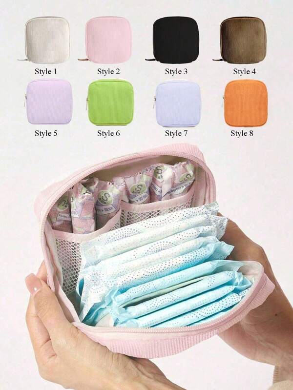 1 st. Maandverband Opbergtas, Minimalistische Corduroy Functionele Opbergtas Draagbare Menstruatiecup Tas, Maandverband Tas, Zoete Corduroy Vierkante Make-up Toilettas, Maandverband Tas, Maandverband Opbergtas, Eerste Menstruatiecyclus Tas Voor Reis Opbergtas, Make-up Tas, Cosmetica Tas, Vakantie Organizer, Grote Capaciteit Make-up Organizer Make-up Koffer, Voor Lippenstift, Kwast, Huidverzorging, Mobiele Telefoon, Munt, Kleine Artikelen, Voor Thuis, Cadeau, Vakantie En Festival Halloween Kerstmis Multifunctioneel Gebruik, Boho Vibes