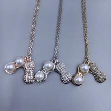 1 chiếc vòng cổ mặt dây chuyền hạt đậu phộng giả ngọc trai thời trang thanh lịch, quà tặng Giáng sinh cho phụ nữ - 1 chiếc - Xem 6