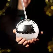 1pc/5pcs Creative Round Glitter Ball Cup, Valentine's Day Single Layer Spherical Straw Cup, Party Disco Fashion Plastic Cup, Suitable For Party, Holiday Gathering, Iced Coffee, Juice, Sisterhood Gathering - Multicolor - View 11