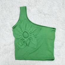 WO Flower Blouse With Padded Fashion Blogger Stylish Nula Sleeve Launch - 綠色 - 查看 1