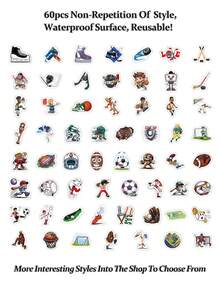60pcs/Pack Cartoon Movement Stickers, Funny & Cute Cartoon Stickers, Sticker For Kids, Small Sticker, Suitable For DIY Phone Cases Stickers, IPad Stickers, Guitar Sticker, Suitcase Stickers - Multicolor - View 3