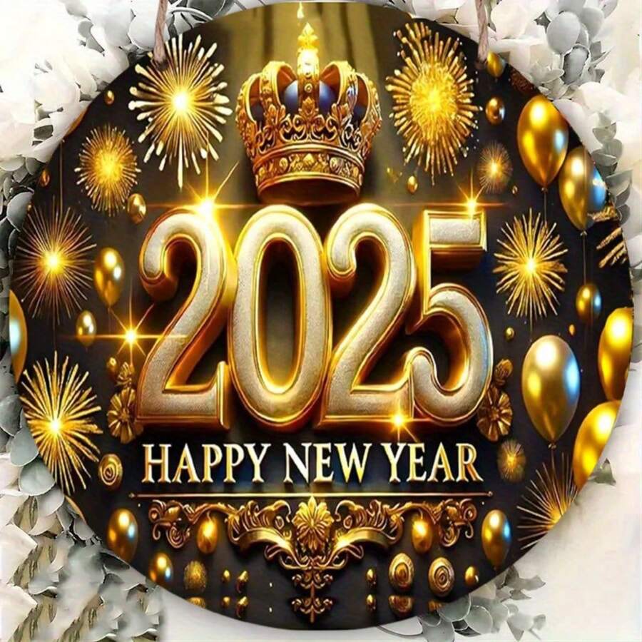 1 tấm biển gỗ mừng năm mới 2025, đồ trang trí tường ngày lễ, không cần điện, đồ trang trí treo, mùa Giáng sinh, chất liệu gỗ, hiệu ứng 3D, trang trí nhà bếp, phong cách ngẫu nhiên - Nhiều màu - Xem 1