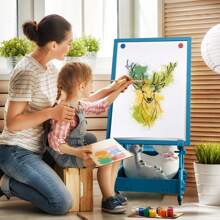 Kids' Standing Art Easel Dry-Erase Board Double Sided Chalkboard Navy - Navy Blue - View 2