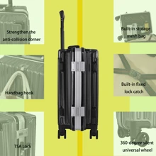 铝框行李箱男女通用24寸登机箱大容量春游必备网红热销 - 黑色 - 查看 7