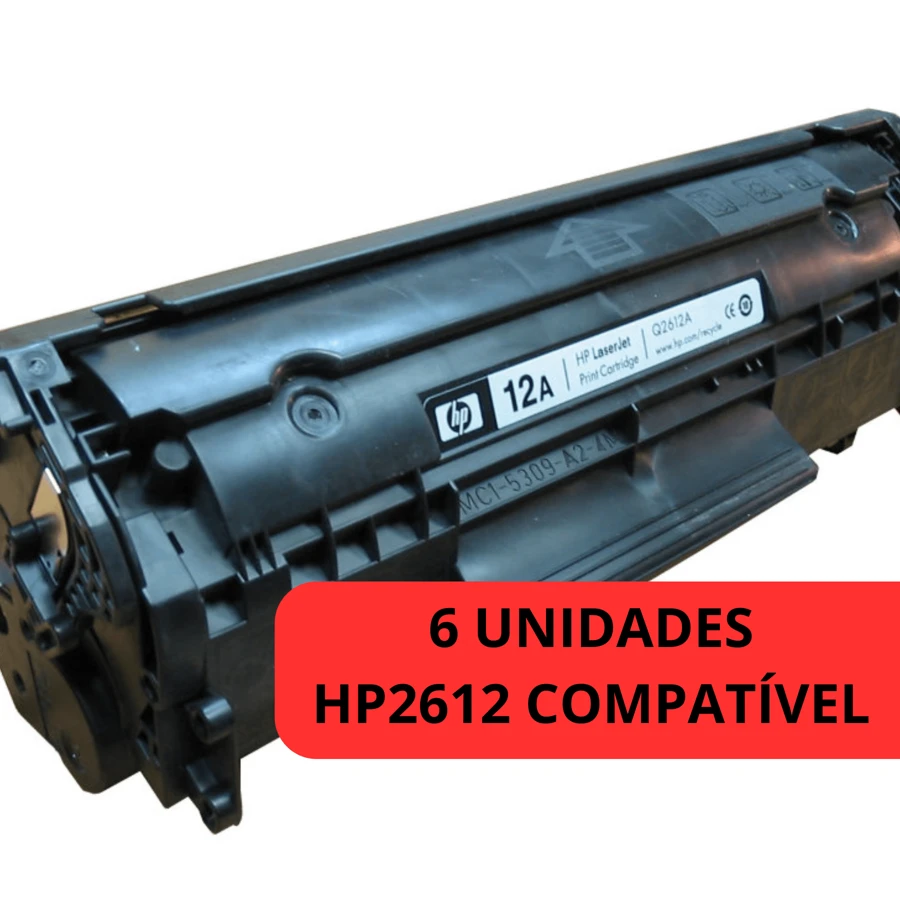 6 UNIDADES Toner Compatível HP2612 Novo Lacrado LaserJet 1010 – 1012 – 1015 – 1018 – 1022 – 1022N – 1022NW – 1020 – 3015MFP – 3020MFP – 3030MFP – 3050MFP – 3052MFP – 3055MFP – 3050Z – M1005MFP – LBP2900 – LBP3000