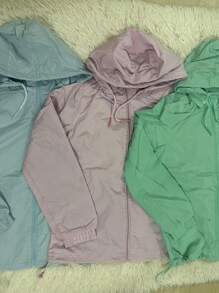 Mily.Moda Women's Waterproof Windbreaker Jacket With Removable Hood Plain - Màu xanh lam - Xem 5