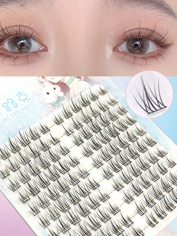 120 Clusters C Crimpness 8-12mm Lazy Series Sun Flower False Eyelashes Female Natural Simulation Trilogy Single Cluster Transparent Stem Segment Self-Adhesive Eyelash Curling Blend
