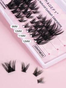 MAGEFY 24/36/66/80 piezas Pestañas de gato con rizo CC, pestañas cruzadas de zorro de estilo de dibujos animados extra largas, pinza para cejas, cabello de hada puntiagudo de dibujos animados, grupos de pestañas de zorro, pestañas de ojo de gato, extensión de pestañas naturales gruesas individuales, incluye cepillo de cejas - C - Ver 6