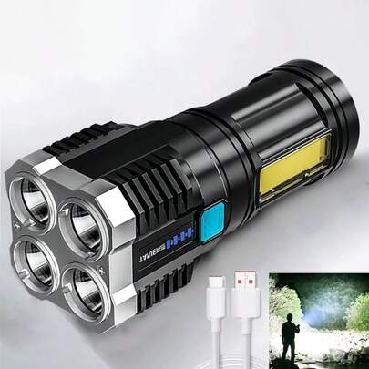 Lanterna MAIS forte do mundo Led Potente 1500m 4 Recarregável Usb Portátil Ultra Brilhante Com Uso Externo De Longo