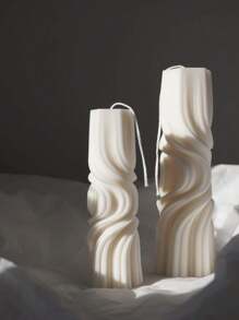 Khuôn hình trụ sọc trang trí, khuôn nến cột cao hình trụ, khuôn silicon trang trí hình học trừu tượng xoắn có gờ, thích hợp cho đồ thủ công, nến thơm, xà phòng thủ công, nến sáp đậu nành, trang trí nhà cửa. - trắng - Xem 3