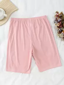 4 piezas Pantalones cortos de dormir informales para mujer de talla grande, pantalones cortos de estar en casa de talla grande con cintura elástica, suaves y cómodos