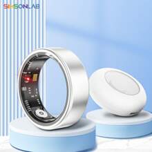 SIMSONLAB Long Battery Life Smart Ring, Tracks Daily Activities, Lightweight Design, Comes With Charging Case - Silver - View 2