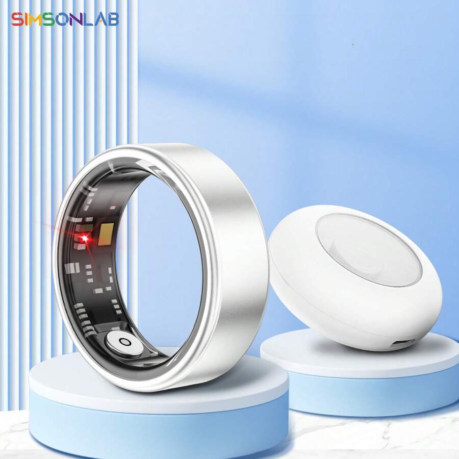 SIMSONLAB Long Battery Life Smart Ring, Tracks Daily Activities, Lightweight Design, Comes With Charging Case