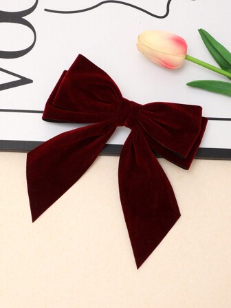 1个时尚紫色蝴蝶结发夹，大号发夹，适合日常佩戴、圣诞节佩戴、爪夹、发卡、学生用品、优雅、学院风、蝴蝶结、可爱、发饰、新年魅力