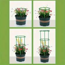 Green Plastic Plant Support Stakes, Semi-Circular Plant Support Rings, Climbing Plant Tomato Cages, Flower & Vegetable Vines, Potted Plant & Garden Trellis