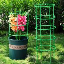 Green Plastic Plant Support Stakes, Semi-Circular Plant Support Rings, Climbing Plant Tomato Cages, Flower & Vegetable Vines, Potted Plant & Garden Trellis