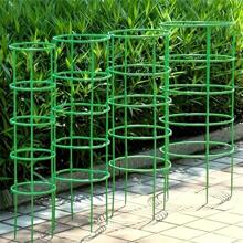 Green Plastic Plant Support Stakes, Semi-Circular Plant Support Rings, Climbing Plant Tomato Cages, Flower & Vegetable Vines, Potted Plant & Garden Trellis