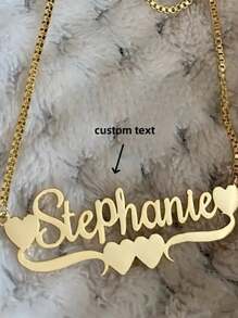 1 件金色金色银色玫瑰金定制爱情浪漫个性化英文字体名字项链可调节颈链珠宝情人节礼物周年纪念、毕业礼物母亲节女士珠宝生日礼物圣诞礼物 - 彩色 - 查看 1