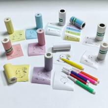 New Portable Compact Bluetooth Thermal Pocket Printer 3 Rolls Thermal Paper, 3 Rolls Sticker Paper, 3 Rolls Color Paper, 3 Rolls Color Sticker Paper, 3 Rolls Label Paper, Printing Images, Photos, Labels, Text, Todo Lists Back To School - X6 Mini Printer - View 4