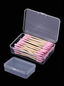 1pc Makeup Pad Swab Storage Box, Card Holder, Multi-Functional Transparent Plastic Business Card, Postcard, Playing Card Organizer Box With Cover - Clear - View 3