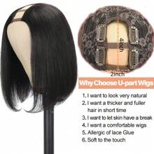 U Part Wig Human Hair Straight Bob Wigs For Women Brazilian Remy Hair Short Bob Human Hair Wigs Clip In U Part Wig Human Hair Extensions - Natural Black - View 4
