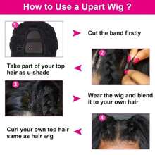 U Part Wig Human Hair Straight Bob Wigs For Women Brazilian Remy Hair Short Bob Human Hair Wigs Clip In U Part Wig Human Hair Extensions - Natural Black - View 5