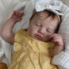 Realistic 50cm Asleep Reborn Baby Doll With 3D-Paint Skin And Visible Veins (Cloth Body, Vinyl Limbs) 20inch Newborn Bebe Girl Art Toy Lifelike Kids Birthday Gift - Búp bê ngủ bằng vải - Xem 4
