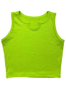 Children's Set For Girls Consisting Of A Ribbed Tank Top And A Short Skirt - Màu xanh chanh - Xem 2