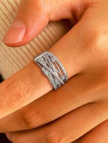 Nhẫn ngôi sao rỗng lấp lánh bằng bạc Sterling 925, trang sức cao cấp tinh tế của Châu Âu và Châu Mỹ, thích hợp làm quà tặng, hẹn hò, tiệc tùng, đeo hàng ngày, đính hôn, đám cưới, cô dâu - Nhẫn ngôi sao rỗng - Xem 2