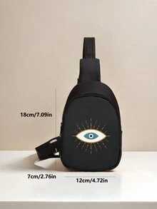 Túi đeo hông trẻ em in hình mắt quỷ thời trang và dễ thương, túi đeo hông nhỏ làm bằng vải nylon nhẹ và có thể gấp lại, ví đựng tiền xu và túi đựng điện thoại di động, rất thích hợp để mang theo hàng ngày. - màu đen - Xem 8