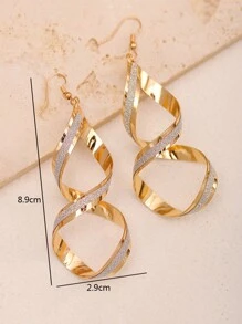 1 Pair Exaggerated Vintage Twisted Textured Hoop Earrings - Gold - View 3
